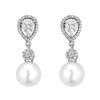 RAKOL - Pendientes de perlas elegantes y sencillos de alta calidad para mujer, estilo europeo y americano, con microincrustaciones de circonitas, para novia