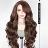 Peluca europea y americana de mujer transfronteriza, peluca larga y rizada de color marrón con raya lateral y ondas grandes, un artículo popular para el día a día en plataformas transfronterizas, disponible para dropshipping