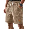 2026 Nuevos Pantalones Casuales Transpirables a Cuadros Pequeños para Hombre de Amazon Transfronterizo con Cordón, Bermudas Versátiles de Cinco Bolsillos con Etiqueta de Cuero