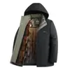 Venta Caliente Transfronteriza Chaqueta Abrigo Gruesa Forrada de Polar para Hombre Invierno Casual de Negocios Capucha Desmontable Ropa de Algodón Cálida Cómoda
