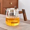 Oficina tetera de vidrio de borosilicato con separación de té mango de madera tetera casera tetera de estufa cerámica eléctrica juego