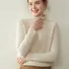 Baicai Rong Nuevo Llegado Otoño/Invierno Suéter Pesado de Cachemira de Doble Capa de Cuello Alto para Mujer, Capa Interior de Color Liso Suéter de Lana con Mangas Raglán Capa Base