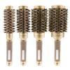 Peine cilíndrico para rizar el cabello, con tubo de aluminio dorado, de cerámica, con cerdas de cerdo y conducción de calor.