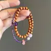 Pulsera de Piedra Natural Amatista de Tres Círculos Nuevo Estilo Chino Pulsera con Hebilla de Seguridad Calcedonia Transparente como el Hielo Colgante de Calabaza Joyería con Cuentas