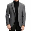 Abrigo corto de lana para hombre europeo y americano, modelo nuevo 2026, cuello de solapa de dos botones, chaqueta casual de negocios