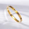 Pulsera Cuadrada de Zirconia Exportación Transfronteriza Acero de Titanio Chapado en Oro de 18K Pulsera de Mano de Moda para Ropa de Trabajo Joyería de Mano de Alta Gama
