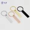 Em Estoque Aço Inoxidável 10*40mm Longo Retangular Etiqueta de Chaveiro DIY Gravação Argola de Chaveiro Material de Aço Titânio