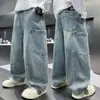Calça Jeans de Primavera para Meninos 2026 Nova Roupa de Primavera e Outono Infantil Calça Curva para Crianças Maiores Tendência Calça Longa Infantil