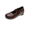Sapatos de uso diário estilo francês para saias, com uma palmilha interna para aumentar a altura, novo modelo 2026, sapatos femininos de mola e outono com fivela, bico dividido, sola macia, corte baixo