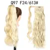 Extensão de Cabelo Sintético Longa Cacheada com Franja Envolvente Ondulada com Fita Mágica Rabo de Cavalo Ondulado