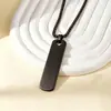 Joyería de Acero Inoxidable Geométrico Liso Hip-Hop Accesorios de Collar Moderno Colgante Rectangular Largo Cadena para Suéter con Opciones de Grabado