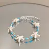 Pulsera de Conchas Estrellas Marinas de Playa de Verano Accesorios Estilo Vacaciones Joyería Exagerada de Gama Alta Estilo Fresco para Mujeres