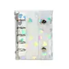 Fichário Colorido Laser Coração A5 A6 A7 M5 Planner PVC Transparente Capa Externa 6 Furos Fecho Duplo Capa Substituível