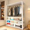 Guarda-roupa Simples Multicamadas Uso Casa de Aluguel Ferro Forjado Quarto Doméstico Montagem Prateleira de Armazenamento Suporte de Roupa de Chão Prateleiras de Armazenamento