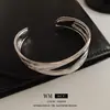 Pulsera Abierta Irregular de Doble Capa con Pliegues Huecos, Moderna, Sencilla, Estilo Fresco, Elegante, de Nicho, Joyería Versátil
