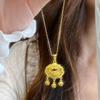 Carácter Fu Campana cerradura de larga vida femenina Retro oro arena adulto Cerradura Ruyi herencia antigua Campana segura amigas de larga vida Cerradura