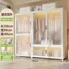 Armario de Acero Hogar Dormitorio Ropa Colcha Gabinete de Almacenamiento Armario de Pie para Niños Habitación de Alquiler Almacenamiento a Prueba de Polvo Perchero