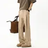 Pantalones casuales de pierna recta para hombre, elegantes y guapos, pantalones de pierna ancha estilo americano, ligeramente acampanados para hacer que las piernas se vean más largas, ajuste negro