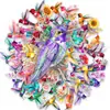 Pegatinas florales de colibrí en acuarela, 50 hojas, PET transparente, pegatinas florales y de pájaros frescas para decorar cuadernos y diarios