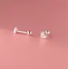 Brincos Nalan de Prata S925 para Mulheres Estilo Coreano Simples Doce Pequeno Fresco Diamante Pequeno Coração Brincos M01421