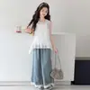 Conjunto de Verano para Niñas 2026 Nuevo Modelo para Estudiantes de Secundaria, Conjunto de Dos Piezas con Chaleco de Lentejuelas para Niños Grandes, Ropa Fina de Verano Estilo Coreano para Niños