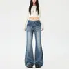 Jeans Retrô de Rua Solto Lavado Versátil com um Design Casual Fashion que Valoriza a Figura, Controle de Barriga, Perna Larga, Calças Compridas