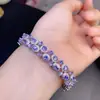 Venda Direta de Fábrica Pulseira de Tanzanita Natural, Roxo Encantador, Corpo Puro Prata 925, Pedra Principal Finamente Incrustada 3*4mm