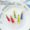 Estilo Ins Desenho Animado Decoração de Bolo de Aniversário Vela Flor Chapéu de Festa Urso Rosto Sorridente Coração Velas de Aniversário para Crianças