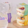Caixa Quadrada para Bolo Mousse, Bolo em Camadas de Leite de Soja de Madeira, Iogurte de Frutas, Embalagem Transparente Blister Anti-Nevoeiro para Confeitaria