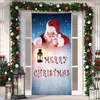 Nuevo Estilo Exclusivo Transfronterizo Tela de Poliéster Cubierta de Puerta Fondo de Papá Noel Dando Regalos Cortina de Puerta para Fiesta Festiva