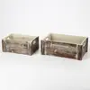 Caja rectangular de maceta estilo rústico gris madera envejecida juego de 2 piezas caja de plantación