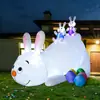Conejo de Pascua Inflable de 2.4m Huevo Modelo de Aire Decoración Luces LED Patio Exterior Fiesta Césped Adornos