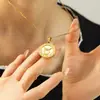 Pingente de Ícone de Signo do Zodíaco Novo Estilo Transfronteiriço Aço Titânio Banhado a Ouro 18K Corrente de Clavícula Colar de Casal Atacado