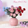 Venta al por mayor del fabricante 10 Claveles Flores Artificiales Día de la Madre Día del Maestro Ramo Artificial Flores de Seda Flores Artificiales de Plástico