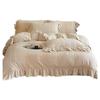 Conjunto de Quatro Peças de Veludo Leite Espesso Quente de Inverno com Capa de Edredom Esculpida Estilo Francês, Lençóis de Cama e Roupa de Cama
