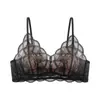 Lencería Sexy de Encaje Estilo Francés con Escote en V Profundo para Mujeres con Poco Busto, Anti-Caída, de Soporte, Sujetador Inalámbrico Invisible Ajustable
