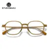 Gafas de Madera Studiomuku Estética Elegante Espejo Plano Marco de Gafas con Diseño Poligonal Marco de Gafas Transparente
