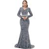 Vestido de Noche de Cola de Pez para Banquete Transfronterizo, Vestido Largo para Mujer, Nuevo Modelo 2026, Lujo Ligero de Nicho, Elegante de Gama Alta, Vestido de Manga Larga con Lentejuelas