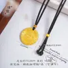 Colgante de Kirin y Dios Amarillo de la Riqueza en Relieve Tridimensional Bañado en Oro Estilo Mismo de la Tienda de Oro Puzuo con Collar de Cuerda Trenzada Hecho a Mano para Hombres y Mujeres