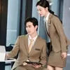 Nuevos Conjuntos de Traje de Primavera y Otoño para Hombre y Mujer para Compras Gubernamentales y Empresariales, Ropa de Trabajo para Ventas, Conjuntos de Traje Profesionales, Ropa de Trabajo con Textura de Bambú