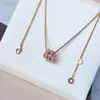 Collar Colgante Baojia Chapado en Oro Rosa 18K Cadena de Clavícula Serpiente Hueso de Serpiente Diamante Tres Anillos Cadena de Lana de Lujo Ligero Nicho