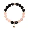 Pulsera de Abalorios Estrella de Obsidiana Plateada y Cristal Rosa de 10 mm para Mujer Moda de Alta Gama Nueva Pulsera Blanca Asei Estilo Chinoiserie Joyería