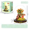 Venta al por mayor Transfronterizo Popular Flor de Rosa Bloque de Construcción Maceta de Montaje Serie Decoraciones para Sala de Estar Juguetes de Partículas Pequeñas Regalos para el Festival Qixi