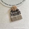 Conjunto Retrô de Chapéu de Lã Infantil Jacquard Bola Cachecol de Lã