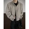 Chamarra bomber con cuello alto para hombre, U-leather tie-dye vintage de corte holgado estilo americano, chaqueta corta de béisbol para trabajo de otoño