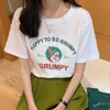Camiseta de Manga Curta para Mulheres Solta Estilo Coreano Estilo Harajuku Nova Estampa de Letras Camiseta de Estudante Moda Feminina Ins