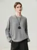 Suéter de Cashmere Gola Redonda Estilo Solto Feminino Tricô Preguiçoso Artesanato em Tricô de Trança Suéter Tricotado Top Base Solto Outono Inverno