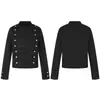 Jaqueta 11KN Estilo Corte Francês com Gola Alta para Homens e Mulheres Slim Fit Fivela Metálica de Múltiplas Fileiras Bordado Punk Motociclista Jaqueta Curta