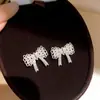 Brincos de Pérola com Laço de Strass Francês Design Fresco Doce Brincos Leve Luxo Joias de Orelha de Alta Qualidade Acessórios