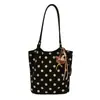 Bolso de mano nuevo para mujer estilo coreano de lunares, bolso vintage de moda de gran capacidad para mujer, bolso cubo casual para el día a día